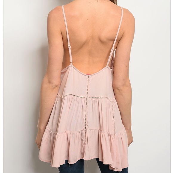 Last 1! Small Anna Flowy Blush Side-Tie Tank - Picture 3 of 3